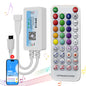 PAUTIX SP608E SPI Pixel LED Controller with 8 Signal Outputs,Work with RGB Smart IC COB LED Strips,Built-in Mic/AUX Music Bluetooth for WS2811 LED Module Pixel Strip Light APP/Remote/Trigger Control
