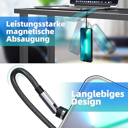 540° Rotation Magnetic Charging Cable, 3 in 1 Magnetic Phone Charger [4-Pack, 3ft/3ft/6ft/10ft] 3A Fast Charging Cable Support Data Transfer USB Magnet Charger Cable for i-P/Micro USB/Type C Device