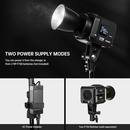 GVM 80W SD80S LED Video Light with Lantern Softbox and Tripod Stand Kit, 5600K Daylight Bowens Mount Studio Light, COB Continuous Output Lighting for Video Recording, APP Control, 12 Scenes, CRI97+
