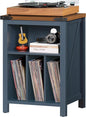 Joaxswe Record Player Stand with Vinyl Record Storage Holds up to 160 Albums,Large Wood Record Player Table，Blue Turntable Stand Cabinet Dispaly Shelf for Living Room,Bedroom,Office
