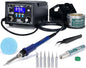 YIHUA 939D+ I Soldering Station, Upgraded, 75 Watt Equivalent with 3 Memories, °C/°F LCD display, Sleep Function, Automatic Shutdown & Brushed Aluminum Panel(Iron-burn Resistant)
