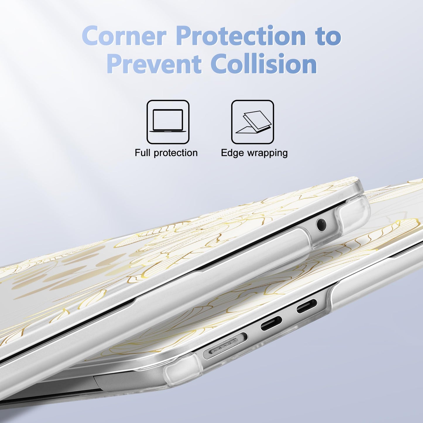 Lepeoac Case for 2026/2025/2024/2023 MacBook Air 15-inch Laptop Release M5 A3448 /M4 A3241 /M3 A3114 /M2 A2941, Stylish Protective Hard Shell Cover for MacBook Air 15.3 inch - Gold Rose Flowers