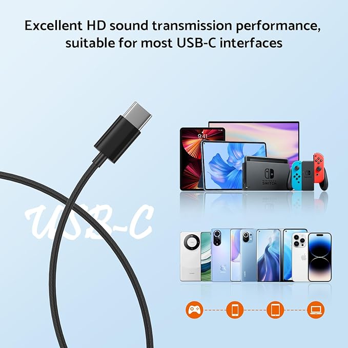 USB C Headphone with Microphone 3 Pack, Type C Wired Earbuds with Noise Isolating, in-Ear USB-C Earbuds Earphones Compatible with iPhone 15, iPhone 16, iPad