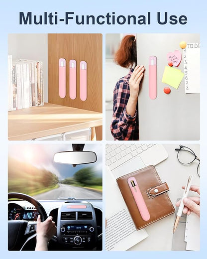 eZAKKA Silicone Pencil Holder For Most Pens,Pencils, 7.8 inch Self-Adhesive Stick To Notebooks,Diary, Desks,Tablet, Pink, 1 Pack