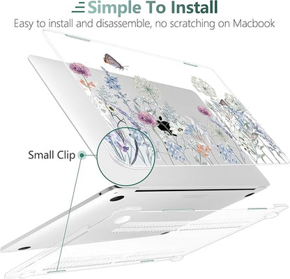 TWOLSKOO Compatible with MacBook Pro 13 inch Case 2023-2016 A2338 M2/M1 A2251 A2289 A2159 A1989 A1706, Plastic Hard Shell Cover & Keyboard Skin & Screen Protector, Dandelions