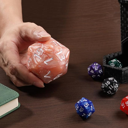 20 Sided DND Dice,D20 Giant Polyhedral Dice,55mm Titan Large Pearl Color D20 Dice,20 Sided Cube D&D Dice Set for Dungeons and Dragons, RPG, MTG Table Games(Beige Pearl)