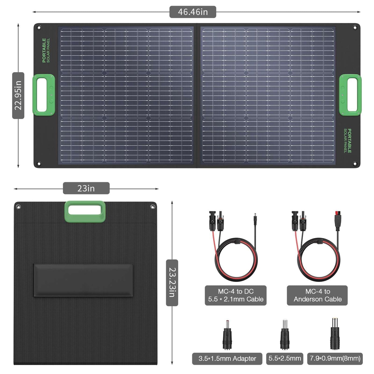 100W Portable Solar Panel for Power Station Generator, Waterproof Foldable