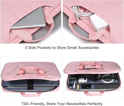 15.6 Inch Laptop Sleeve TSA Case Women Ladies Bag for Macbook Pro 16" M5 M4 M3 M2 M1, Lenovo Ideapad 15.6", HP Envy/Victus 15.6, Dell Inspiron 15, Acer Aspire/Nitro 15, ASUS MSI Macbook 15 Case, Pink