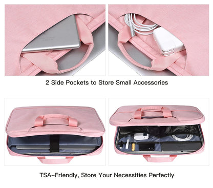 15.6 Inch Laptop Sleeve TSA Case Women Ladies Bag for Macbook Pro 16" M5 M4 M3 M2 M1, Lenovo Ideapad 15.6", HP Envy/Victus 15.6, Dell Inspiron 15, Acer Aspire/Nitro 15, ASUS MSI Macbook 15 Case, Pink
