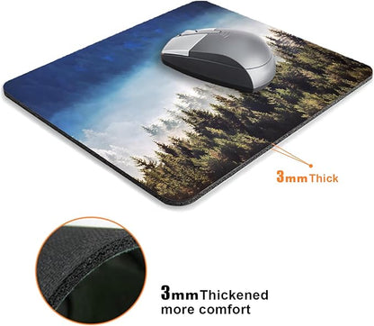 Natural Misty Forest Mouse Pads for Desk, Portable Wireless Computer Mouse pad Small Design with Women, Non-Slip Rubber Base Laptop Mousepad 9.5" x 7.9" Smooth Surface for Office & Travel