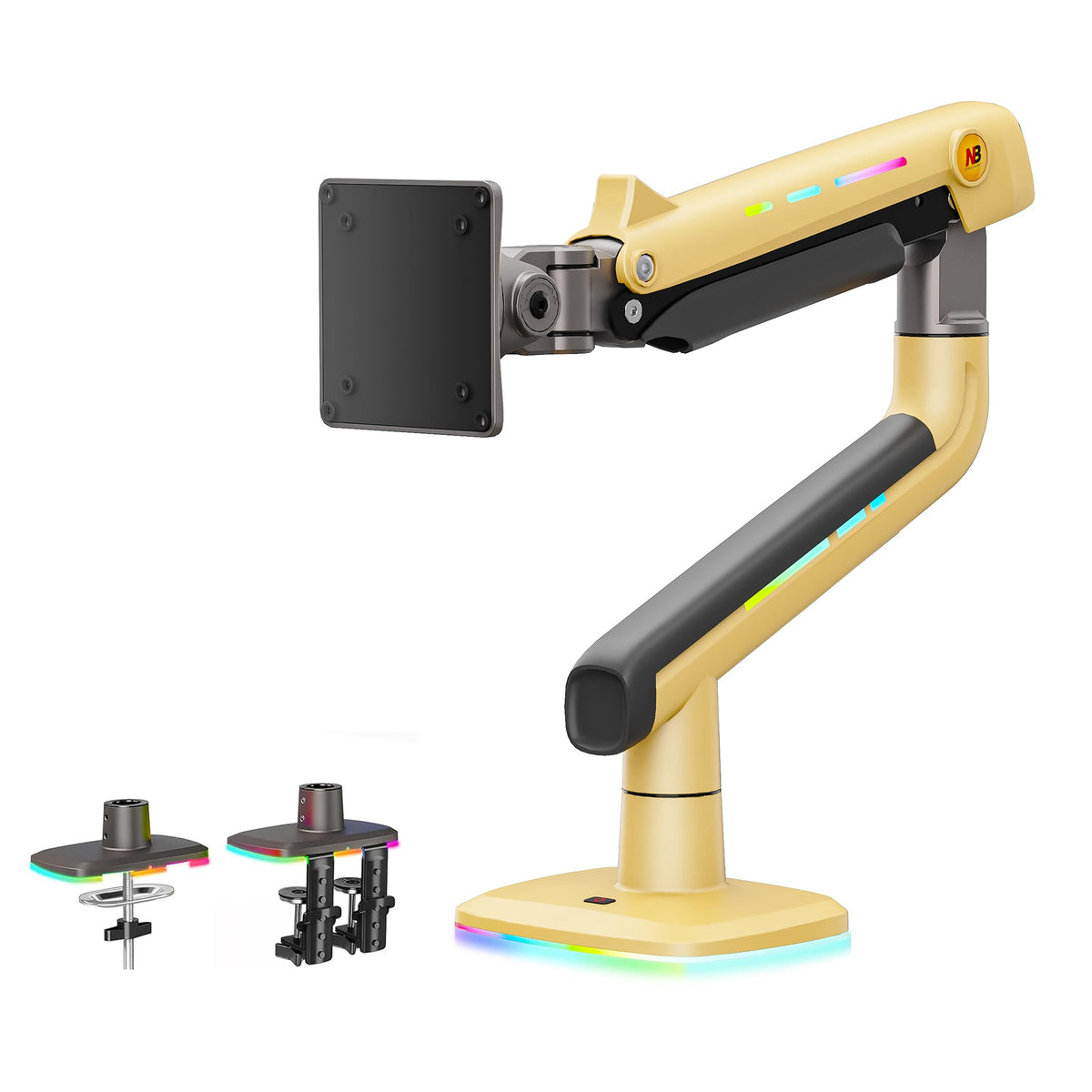NB Gaming Monitor Arm or for 32 to 60 Inches Screen, Load up to 20 kg, VESA 75/100, RGB-Light, Heavy Duty, Multi Angle Adjustable, Premium Aluminum, Blue