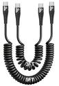 USB C to C Cable for Car 3FT&5FT, 100W Coiled USB C Fast Charging Cable for iPhone 16 Short USB Type C Cable for iPhone 15/Pro/Plus/Pro Max/Samsung Galaxy S23, Compatible All Type C Devices-Black