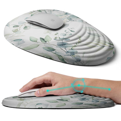 Ergonomic Mouse Pad with Wrist Rest Support,Mousepad Relief Carpal Tunnel Pain, Entire Memory Foam Mouse Pad with Non-Slip PU Base, Wireless Mouse Pad,Beautiful Leaf