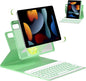 Keyboard Case for iPad 7th/8th/9th Generation 10.2'' 2019/2020/2021, 360° Rotatable Magnetic Keyboard Case with Pencil Holder Groove, 7 Color Backlit Wireless Detachable Keyboard (Green)