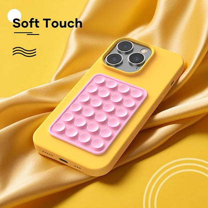Silicone Phone Sticky Grip, Suction Phone Case Mount for iPhone and Android, Hands-Free Sticky Cell Phone Grip, Mobile Fidget Mirror Holder for Selfies and Videos