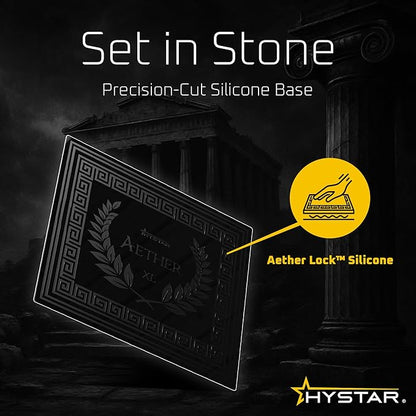 Hystar Aether Glass Gaming Mousepad | Micro-Etched Tempered Glass | Quiet, Ultra-Fast Glide | Full Anti-Slip Silicone Backing (Black, Large)
