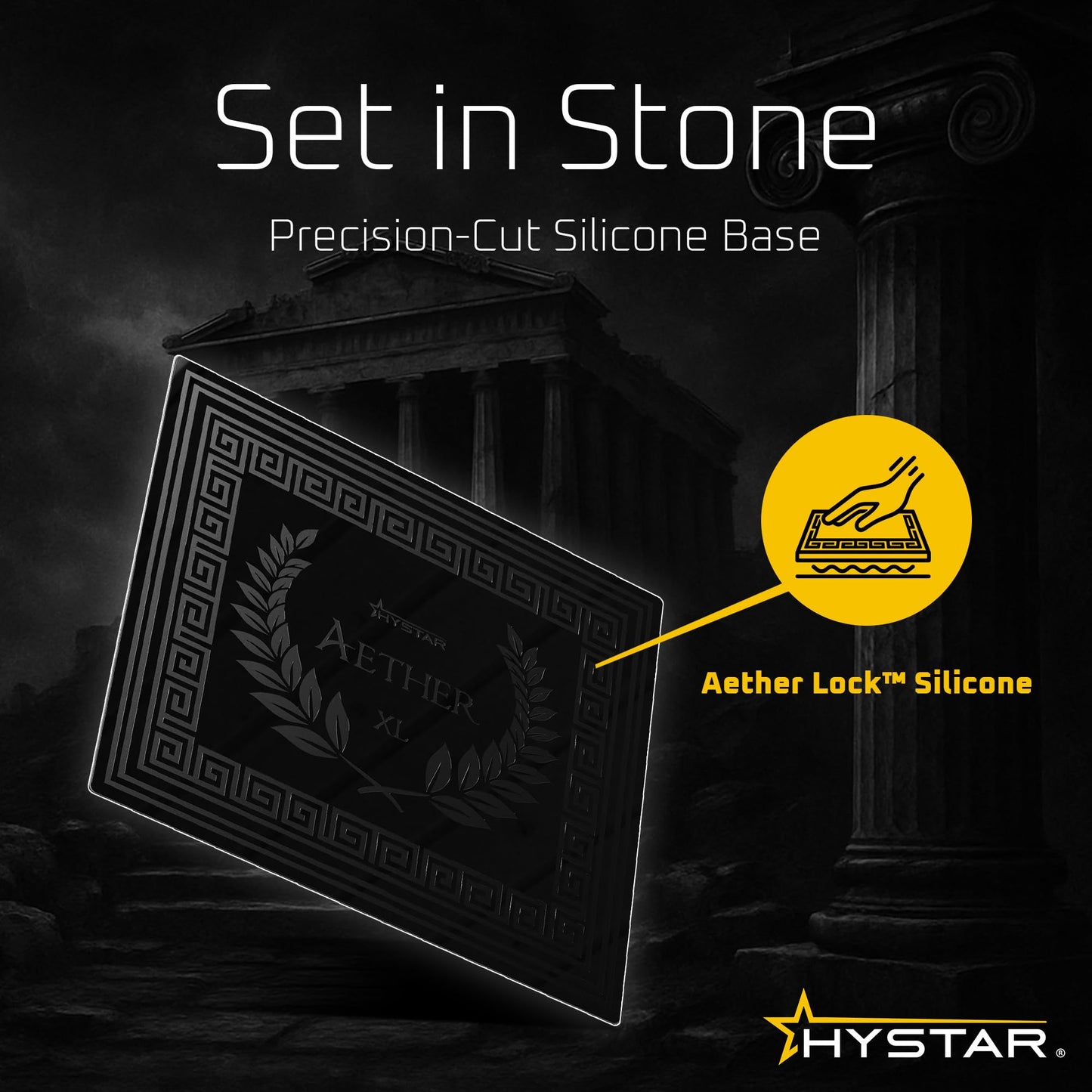 Hystar Aether Glass Gaming Mousepad | Micro-Etched Tempered Glass | Quiet, Ultra-Fast Glide | Full Anti-Slip Silicone Backing (White, Large)