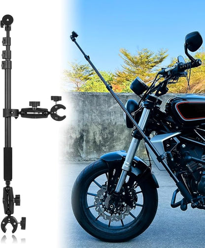 Motorcycle Bike Handlebar Double clamp Mount Invisible Selfie Stick Super Camera Clamp 360°Rotating Extendable Ballhead Magic Arm 60'' for Insta360 ONE X3 X2 X RS R Go 2 3 Action Camera, Black