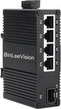Industrial Mini Gigabit Ethernet Switch 4-Port RJ45 10/100/1000BASE-T+1-Port SFP Slot,Unmanaged Network Switch,Network Hub,Dinrail Mount or Wall-Mount,Plug & Play,Fanless (4 RJ45+1 SFP)