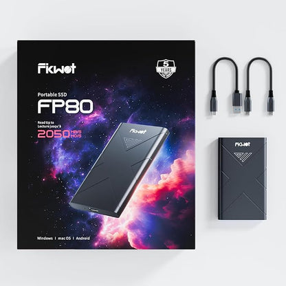 2TB External SSD, Portable SSD, Up to 2000MB/s, USB 3.2 Gen2x2 External Solid State Drives, Compatible with Smart TV, PS5/PS4(Pro), iPhone 15/16, Xbox, Mac & Windows and Other Devices(FP80)
