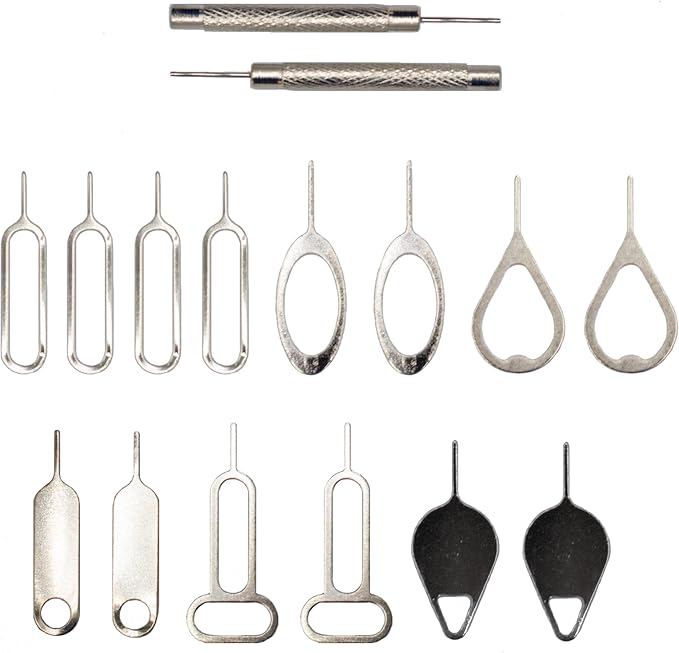 MMOBIEL 16 x Universal SIM Card Removal Tool SIM Ejector Pin Compatible with All Smartphones - iPhone, Samsung, Xiaomi, Oppo, Huawei, OnePlus, etc.