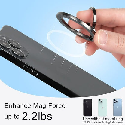 Magnetic Phone Grip for MagSafe, EI Sonador Magnet Phone Ring Holder, Removable, Compatible with iPhone 14 Plus 13 12 Pro Max Mini (Diamond Rose Gold)