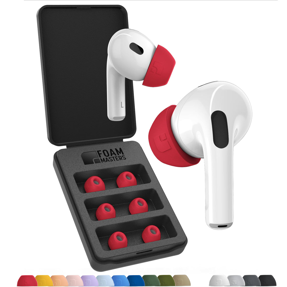 Foam Masters Ultra-Premium Memory Foam Ear Tips for AirPods Pro 1st & 2nd Gen | 3 Pairs | New Ver. | Secure Fit | Super Comfort | Better Noise Cancel | Replacement Buds (Small, Blue)