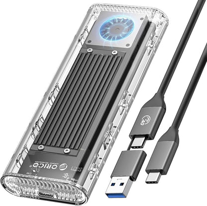 ORICO 40Gbps M.2 NVMe SSD Enclosure with Built-in Cooling Fan, Tool-Free External Hard Drive Enclosure, Support 2230 2242 2260 2280(M Key), Compatible with Thunderbolt 3/4 USB4/3.2/3.1/3.0/2.0-TCM2U4