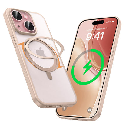 MAGIC JOHN for iPhone 15 Case 360° Rotatable Magnetic Invisible Stand, Fit for MagSafe 15 Phone Case, 16FT Military Grade Shockproof for iPhone Case with Kickstand, Rose Gold