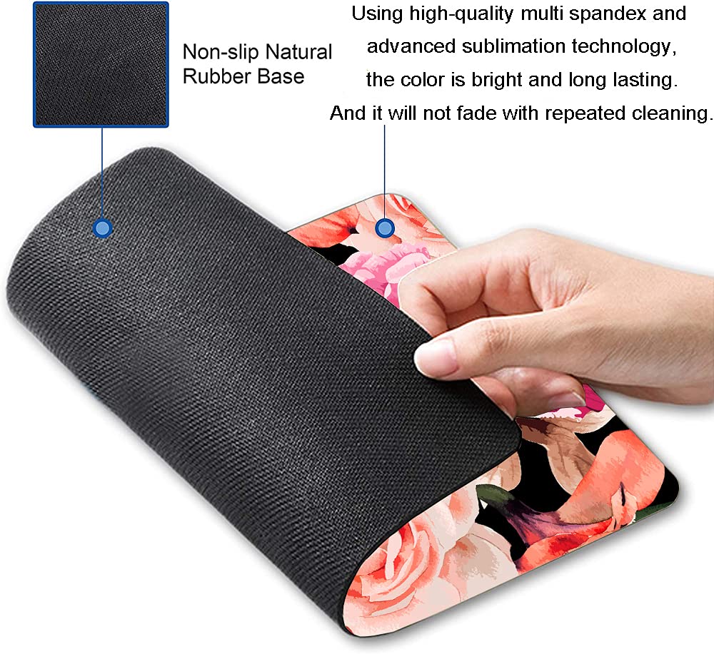 DUADELI Watercolor Rose Flower Mouse Pad, Floral Mouse Pad Custom Design, Square Waterproof Mouse Pad Non-Slip Rubber Base MousePads for Office Laptop, 9.5x7.9x0.12 Inch