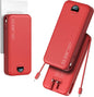 20000mAh Ultra-Portable-Charger-Power-Bank with Built in Cables&AC Wall Plug,PD20W USB-C Fast Charging Cell Phone Charger Battery Pack,LED Display Travel Battery Bank for All iPhone,Samsung,Android