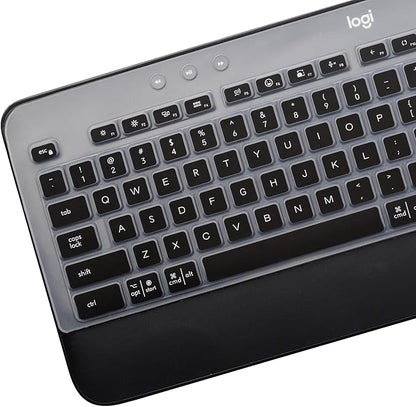 Keyboard Cover Skin for Logitech MK545 MK540 Wireless Keyboard, Logitech MK545 Keyboard Protector, Logitech MK540 Ultra Thin Desktop PC Silicone Clear Keyboard Skin Protector-Black