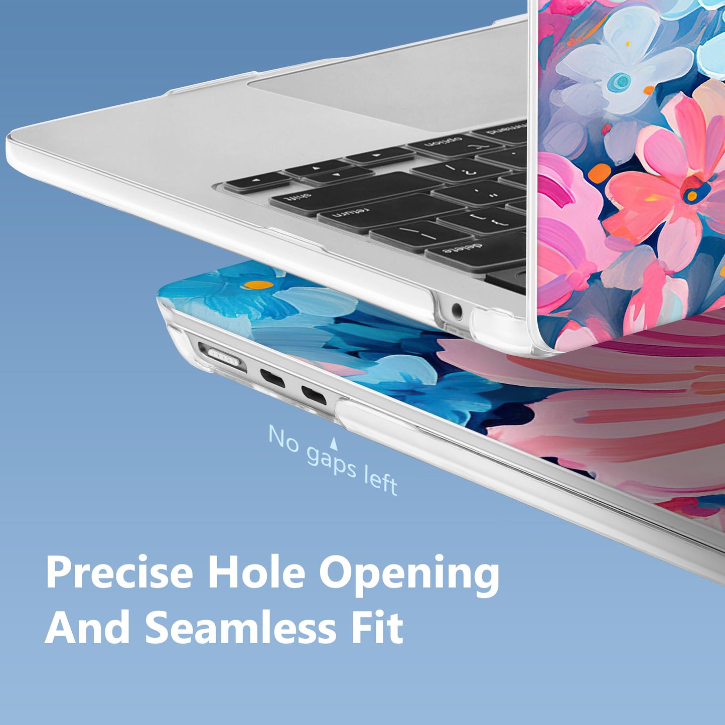 Mektron Case for 2026 MacBook Air 15 INCH M5 A3448 Compatible with M4 A3241 /M3 A3114 /M2 A2941 Printed Plastic Hard Shell Cover with 15.3" Liquid Retina Display Touch ID- Hand-Painted Flowers