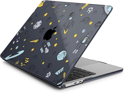 Batianda Premium Case for New MacBook Air 15 inch 2025 2024 2023 with M4 M3 M2 Chip, Designed Protective Plastic Black Hardshell & Keyboard Cover & Screen Protector, Hand Drawn Space