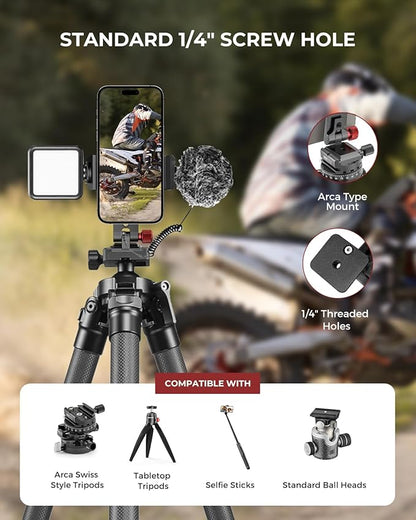 UBeesize Metal Phone Tripod Mount Cold Shoes with Arca QR Base, 3 Control Knob 360° Cell Phone Tripod Adapter for iPhone, Samsung, Desktop Tripod Smartphone Holder for Video Streaming Vlogging Rig