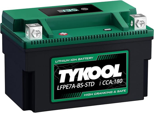 YTX7A-BS-STD 12.8V 3AH 180CCA LiFePO4 Lithium Motorcycle Battery fit for ATV,UTV, Riding Lawn Mower，Snowmobile, Personal watercraft, Jet Ski, 4 Wheeler and more.