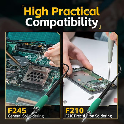 FNIRSI DWS-200 200W 210 Precision Digital Soldering Station Kit with 3 F210 Soldering Iron Tips and 2 Helping Hands, Temp Value & Curve Mode, 3 Temperature Storage, Full-Color Display