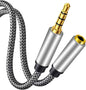 Male to Female Audio Cable 3Ft,Tan QY Male to Female for Phone Headphone Conversion Cord 3.5mm 4 Pole Audio Adapter for Tablet/PC/ PS4 and More (3Ft, Silver)