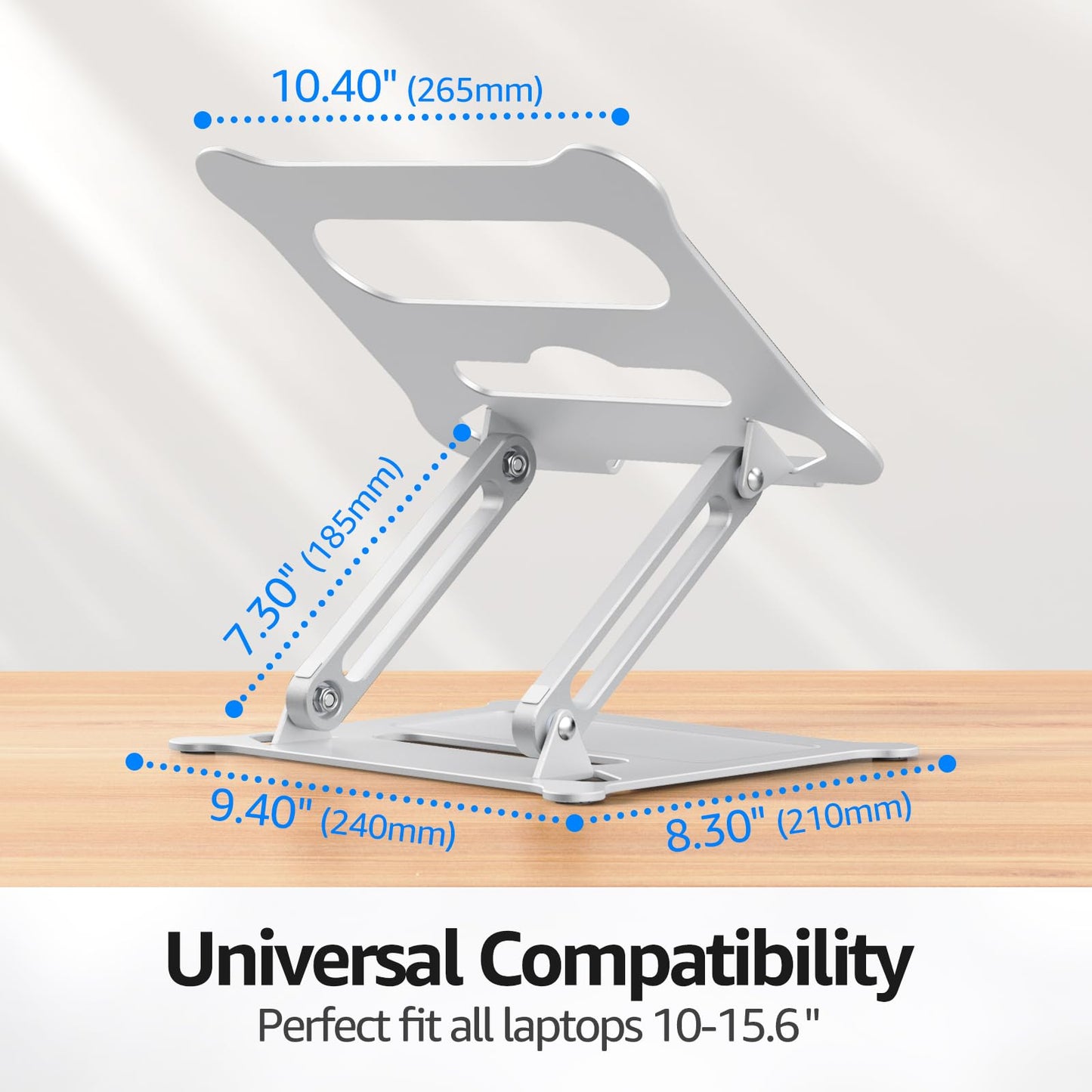 Urmust Adjustable Laptop Stand for Desk, 10-15.6“ Laptop Riser, Silver