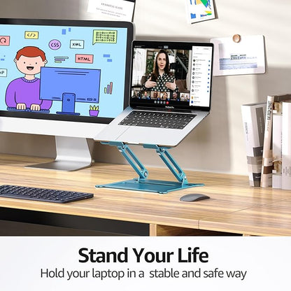 Urmust Laptop Notebook Stand Holder Adjustable Ultrabook Stand Riser Portable Compatible with MacBook Air Pro HP Dell XPS Lenovo All laptops 10-15.6"(Blue)