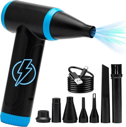 FABMA Compressed Air Duster 150000 RPM - Computer Keyboard Cleaner - Jet Dry Mini Air Blower Gun for Car Drying - Electric Canned Air Duster for Computers - Portable Car Dryer Air Blower Fan