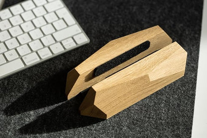 Oakywood Vertical Laptop Stand Wood - Adjustable Wooden Dock for Desk, Compatible with All MacBook Pro, MacBook Air, iPad, Handmade Oak Wood, Computer Stand, Laptop Holder