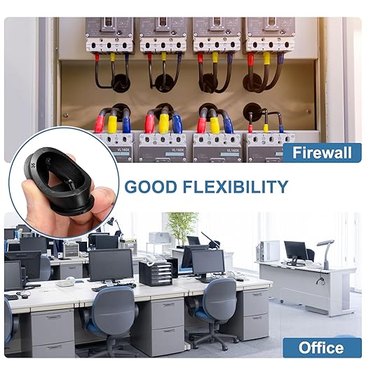uxcell 4Pcs Cable Cord Grommet, 1"(25mm) Rubber Desk Grommets Wire Pass Through Hole Cover with Marked Cable Ties for Home Office Cable Wire Protection, Black