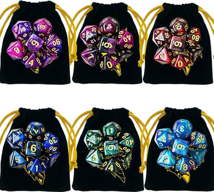 DND Dice Set 42 Pcs Polyhedral Dungeons and Dragons Rolling Dice for D&D RPG MTG Table Games Dice Bulk with Colorful Drawstring Bags and Dice Tray (Star)