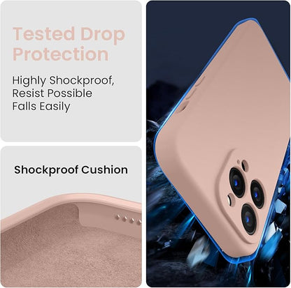 FireNova for iPhone 14 Pro Case, Silicone Upgraded [Camera Protection] Phone Case with [2 Screen Protectors], Soft Anti-Scratch Microfiber Lining Inside, 6.1 inch, Pinksand
