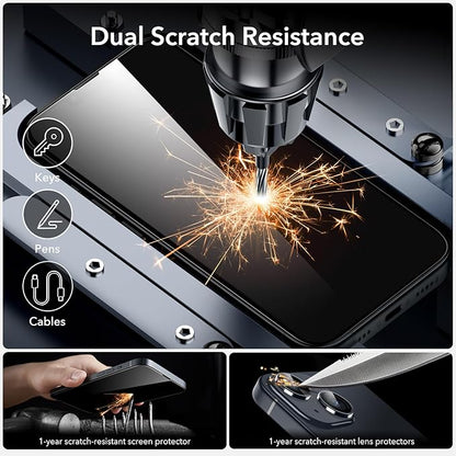 ESR for iPhone 14 Screen Protector Set, 3 Tempered-Glass Screen Protectors and 1 Set of Camera Lens Protectors, Smooth Rounded Edges, Full-Coverage Military-Grade Protection, Scratch Resistant
