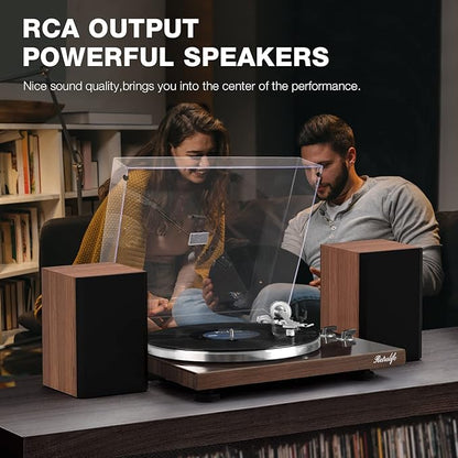 Turntables Belt-Drive Record Player with Wireless Output Connectivity, Vinyl Player Support 33&45 RPM Speed Phono Line USB Digital to PC Recording with Advanced Magnetic Cartridge&Counterweight
