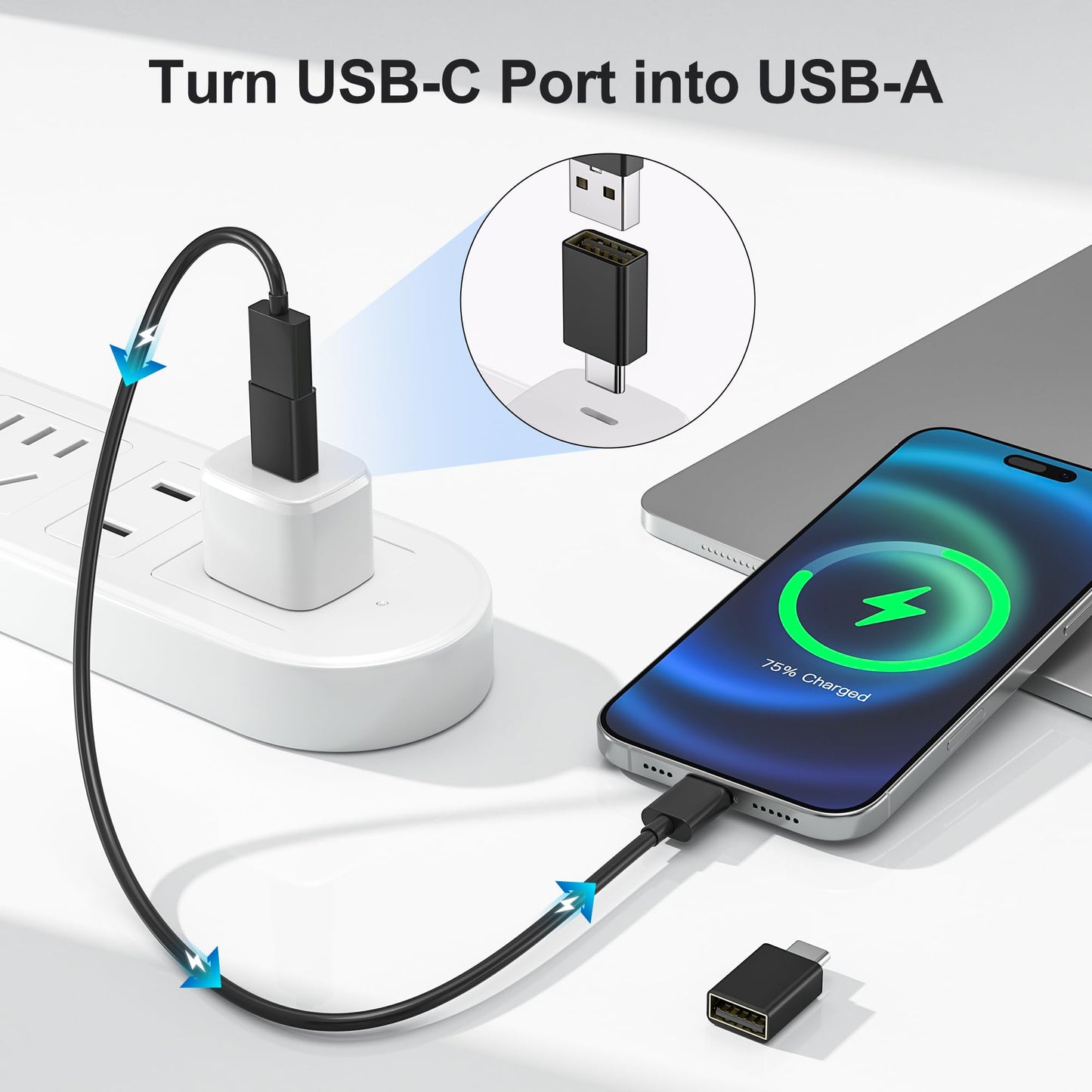 Elebase USB C to USB Adapter 4 Pack for MacBook Pro Air,iPad