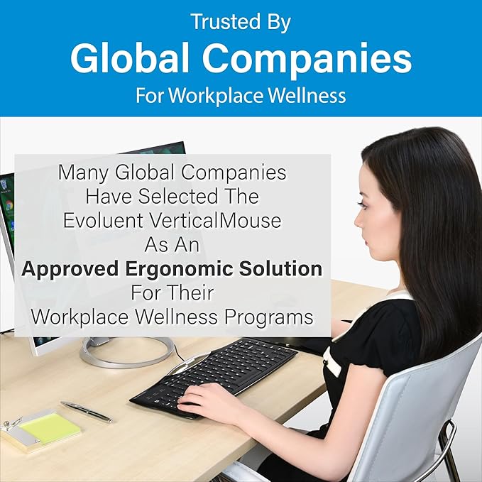 Evoluent – Inventor of The Vertical Mouse – VM4SW Ergonomic Vertical Mouse Right Hand Small Wireless USB, Sculpted for Comfort, Reduces Wrist Strain, Adjustable Speed, Customizable Buttons in Windows