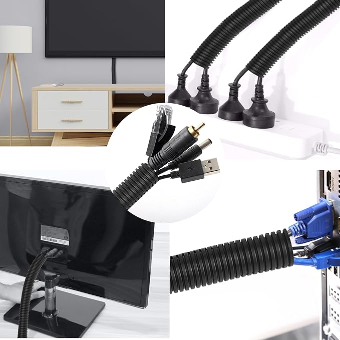 CrocSee 10FT - 1 Inch Split Wire Loom with Installation Tool - Black